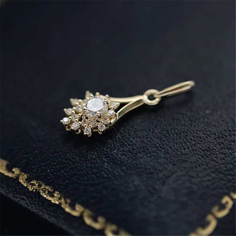 Pendant Necklaces 925 Sterling Silver Pav Crystal Magnolia Flower 14k Gold Plating Clavicle Chain Necklace Women Vintage Palace Style Jewelry