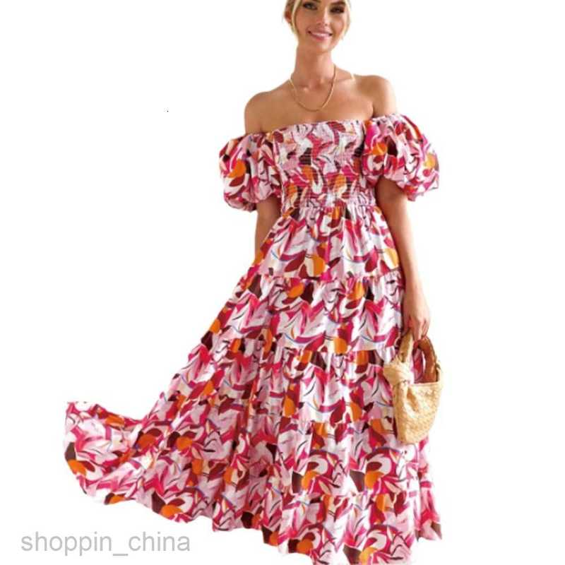 Casual Dresses for Woman New Women's Bohemian Printed One Shoulder Vacation Style Sexy Loose fitting Dress