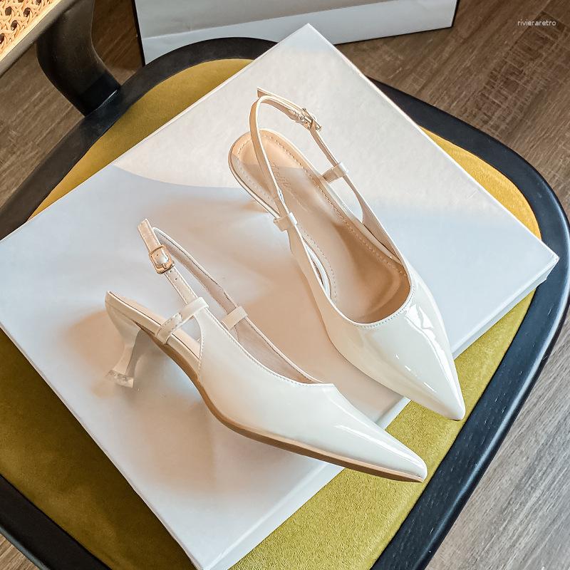 Sandals French High-end Women's Summer Online Super Pointed Small Heels Low Heel Stiletto