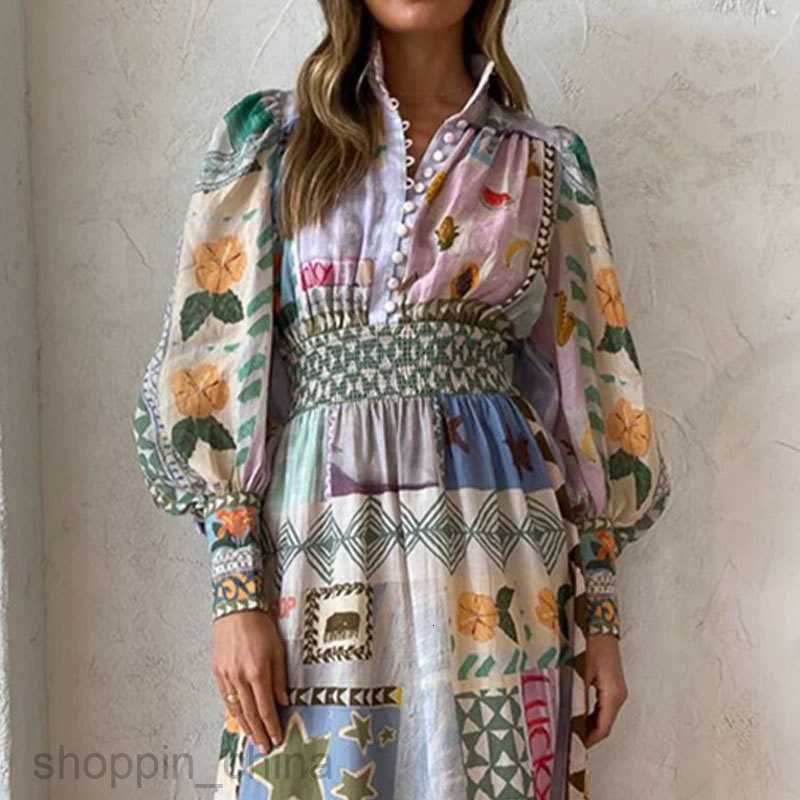 Basic Casual Dresses for Woman Summer New Women's Style Commuter Print Colored Long sleeved Fashion Casual Dress