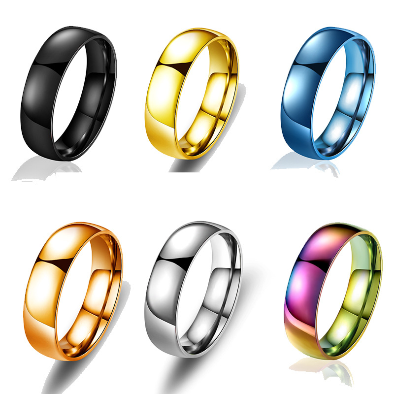 Titanium Steel Ring for Men Women Polished 18K Soild Gold Silver Plated Stainless Steel Wedding Band Rings Hip Hop Jewelry Letter Laser Marking Rings 