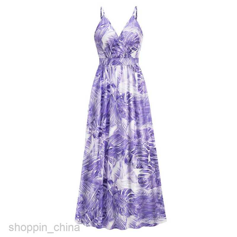 Basic Casual Dresses Women Women's new Bohemian print dress sexy V-neck sling dress