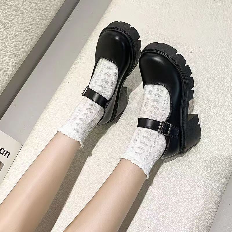 Shoes Spring Platform Leather Flats Casual Oxford Loafers Thick Bottom Ladies Wedge Lolita Shoe Mary Jane Women Moccasins