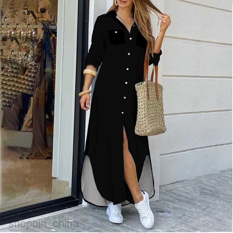 Basic Casual Dresses Women Women's New Spring/Summer Fashion Sexy Printed Shirt Long Dress Women's Dress