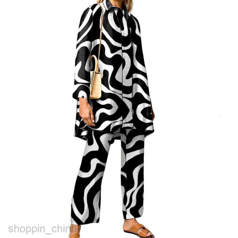 Women's Two Piece Sets Pants Summer Women's Style Street Print Long sleeved Fashion Casual Set