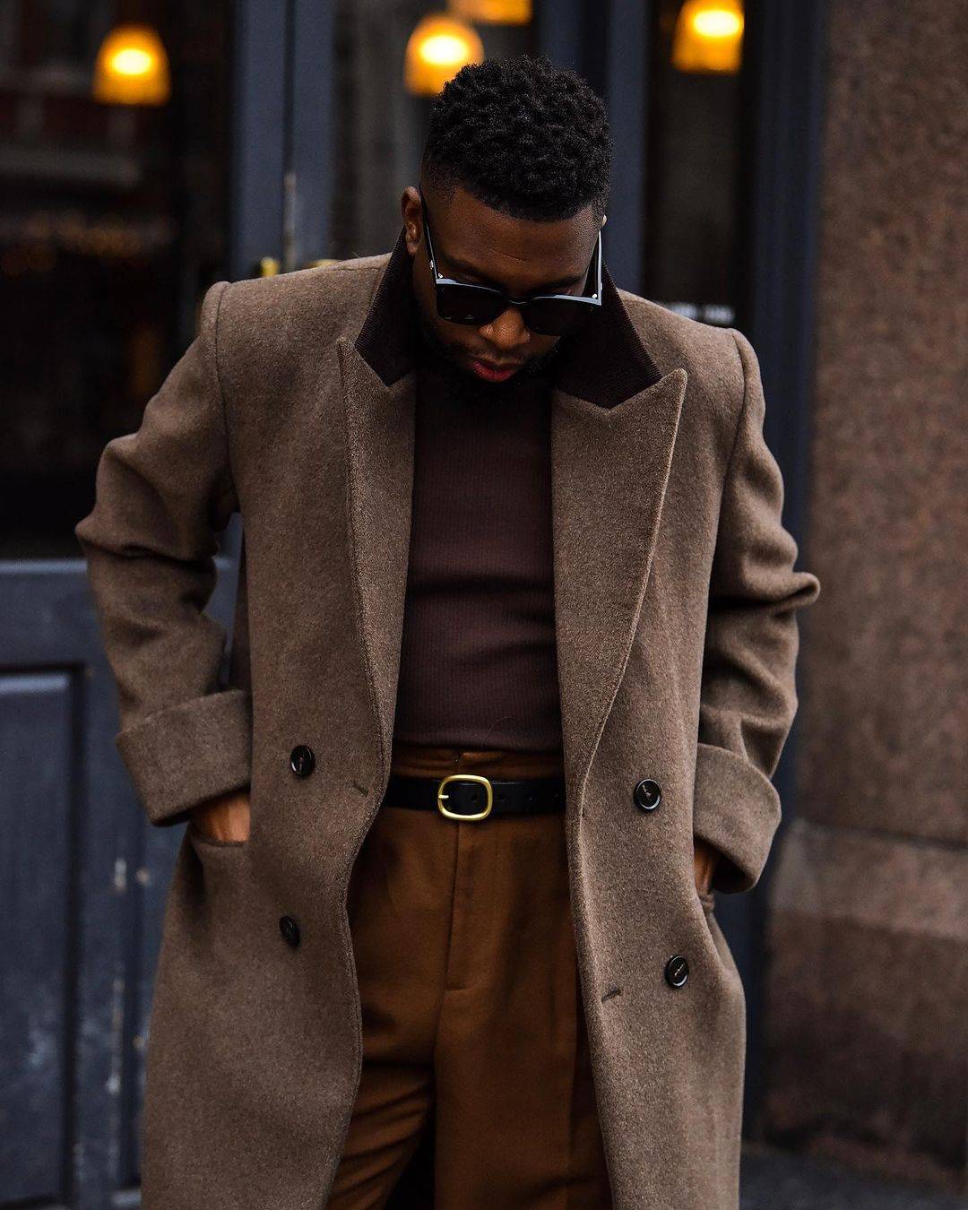 Luxury Men's Long Warm Coat For Men Wool Blends-Trench Coats Tailored Peaked Lapel Autumn Winter Double Breasted Overlength Custom Made Just One 