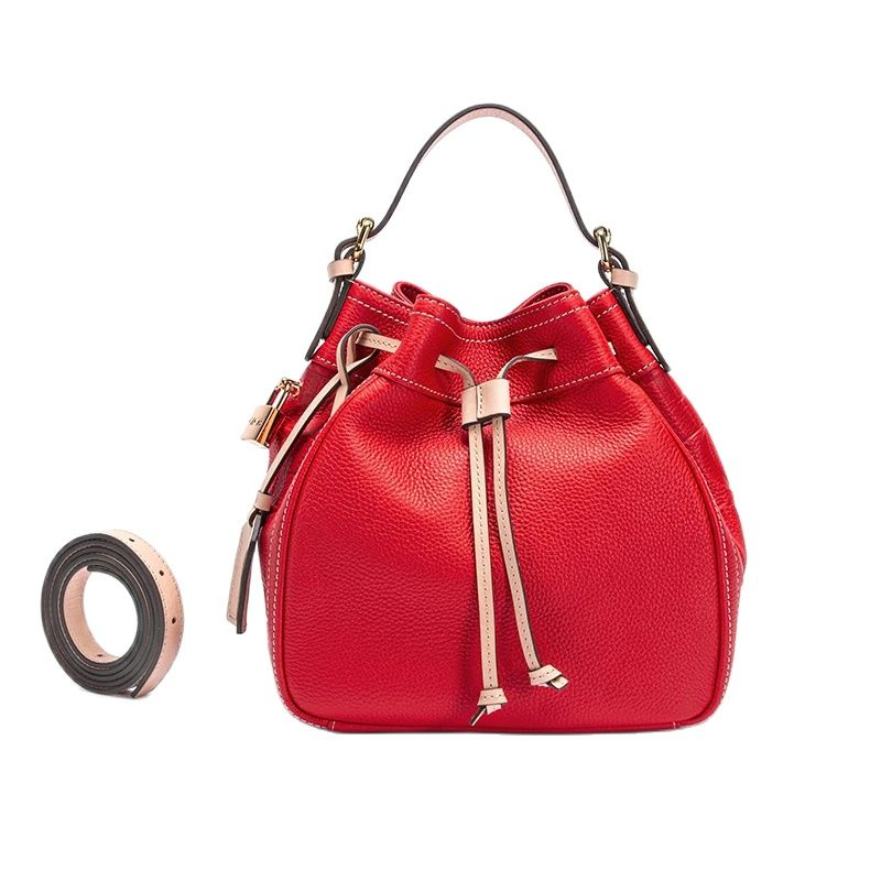 Women's Handbag 2023 New Fashion Leather Small Messenger Bag for Ladies Natural Texture Deep Printing Shoulder Bag Bucket