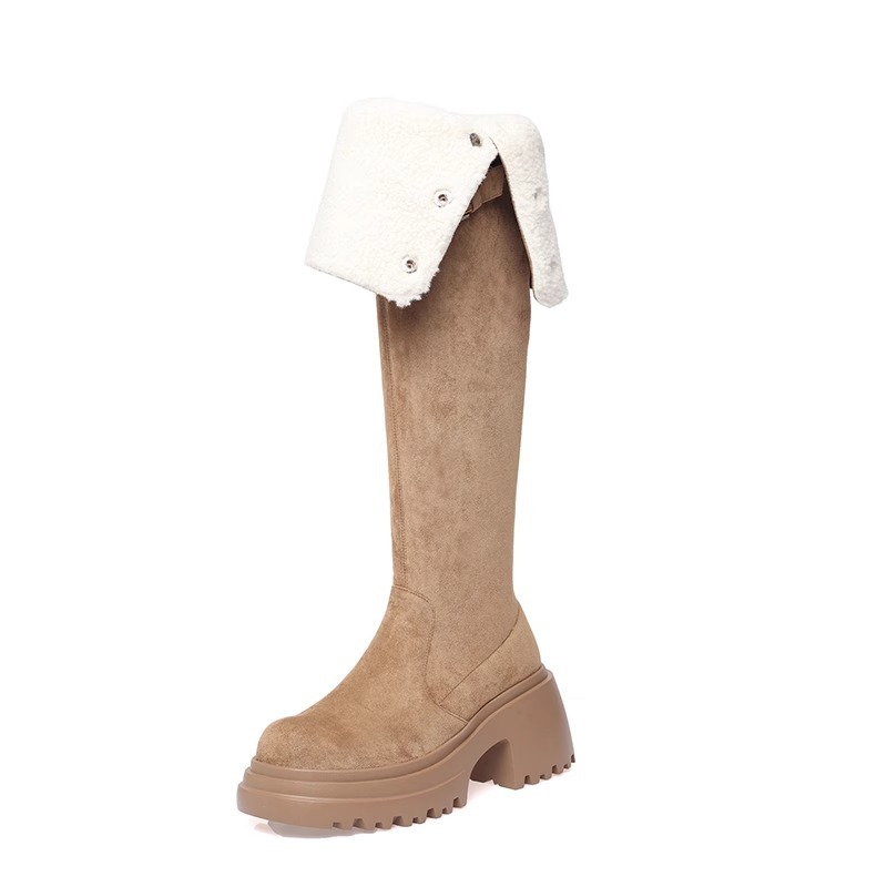 New Thick Sole Elevated Sleeve Flip Collar Versatile Fashion Boots Two Wear High Heels Martin Boots Snow Boots Soft Sole