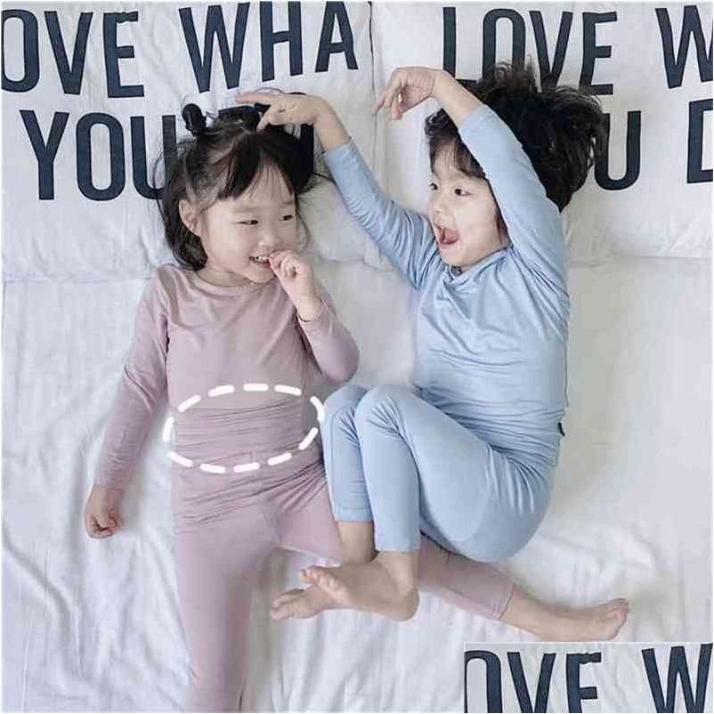 Pajamas Childrens Modal Spring And Autumn High Waist Boys Girls Baby Clothes Long-Length Underwear Set P4476 210622 Drop Delivery Kids Dh1F2