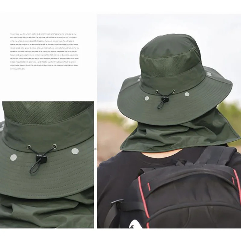 Sun Hat Uv Fishing Wide Brim Mesh Breathable Face Neck Cover Bucket Hats Summer Hiking Beach Bonnet for Fisherman Women Men 240626