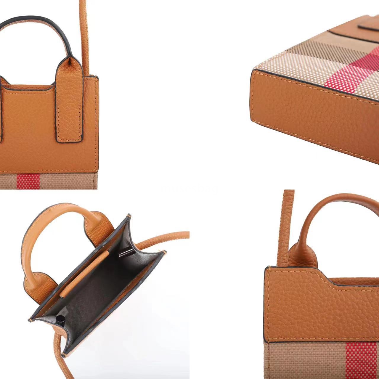 European and American retro fashion niche design, personalized and creative leather plaid single shoulder crossbody large screen mobile phone bag for 