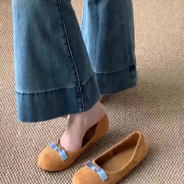 Single Shoe Women's Summer New French Gentle Princess Flat Shoes Bow Soft Sole Ballet Style Mary Jane Shoes