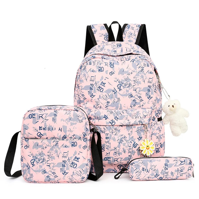 Drop 3pcs/set School Bag Backpacks Schoolbag Fashion Kids Lovely Backpack for Children Girls Bag Student Mochila Sac 240621