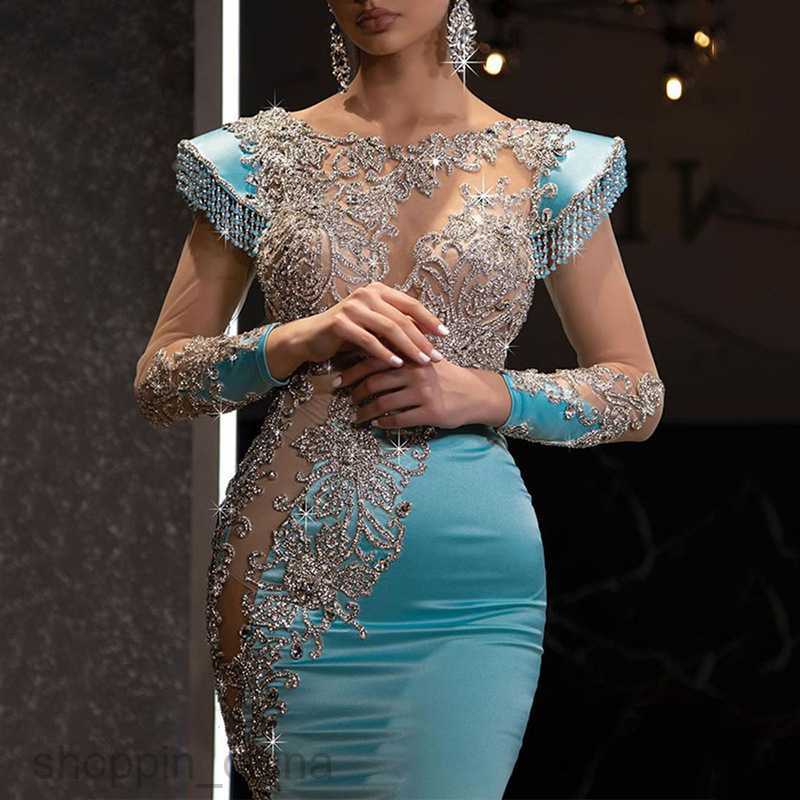 Casual Dresses for Woman New Daily Blue Fishtail Dress Banquet President's Sand Gold Series Slimming Elegance Annual Meeting Evening Dress for Wo