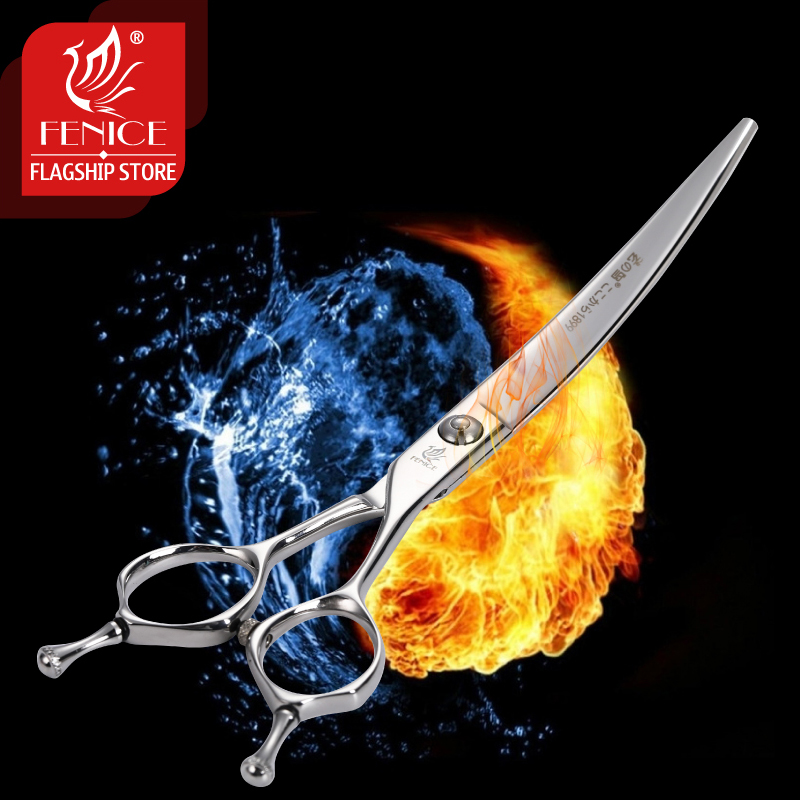 Fenice Prfessional ATS3147 steel 7.0 Inch Up and Down Curved Scissors Pet Dog Grooming Scissors Shears Pet Scissors