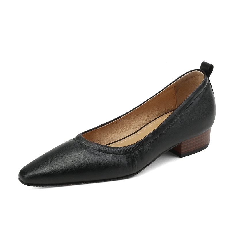 Women's New Spring And Autumn Square Head Genuine Leather Cowhide Comfortable Low Heel Elastic Large Oxford Single Shoes