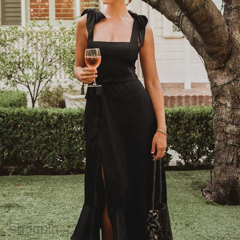 Basic Casual Dresses for Woman Summer New Women's Sexy, Elegant, Lace up, Fashionable Split Dress