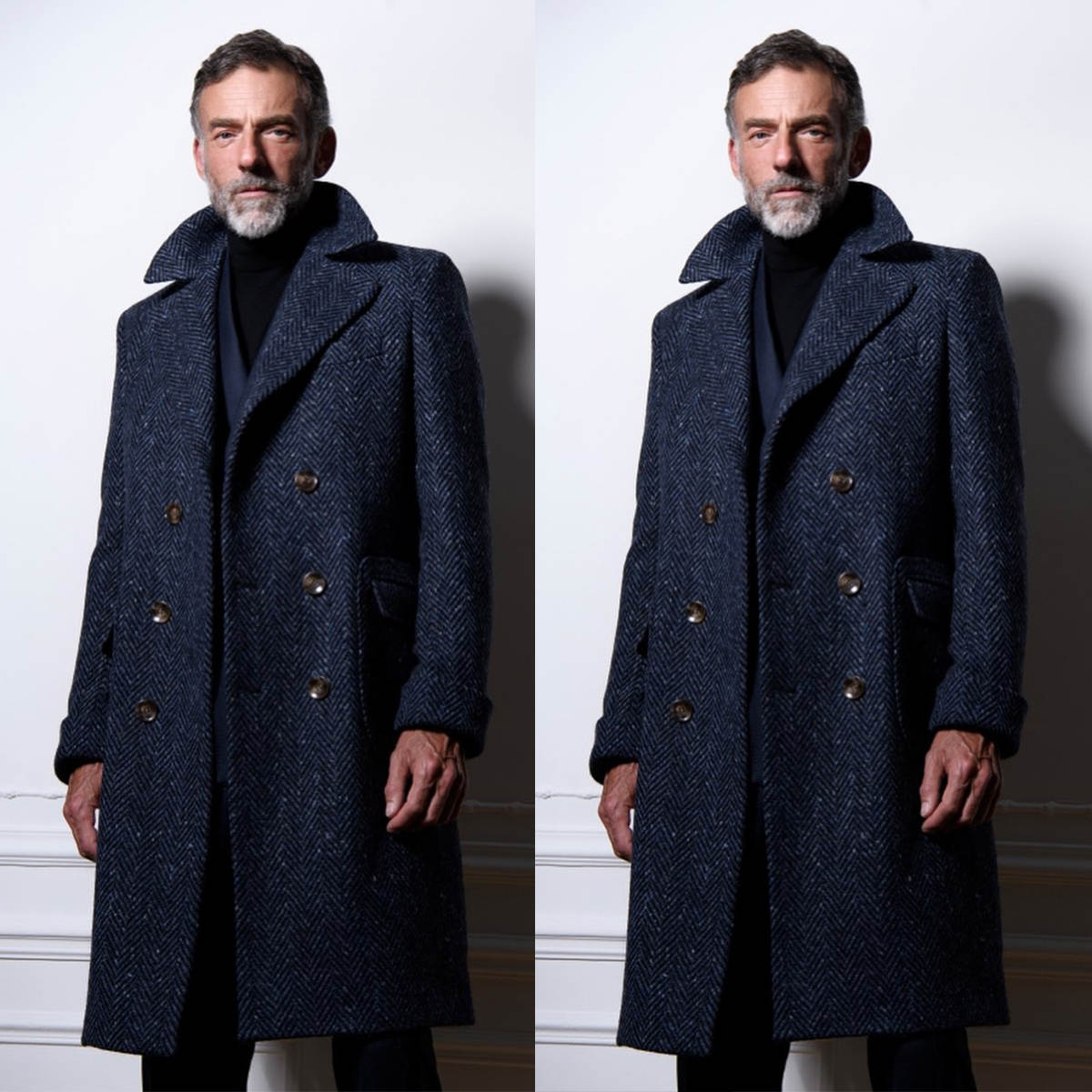 Men's Trench Coats Long Warm Wool Blends-Overcoat For Men Notched Lapel Solid Color Autumn Winter Double Breasted Tailored Tops Clothing Only One
