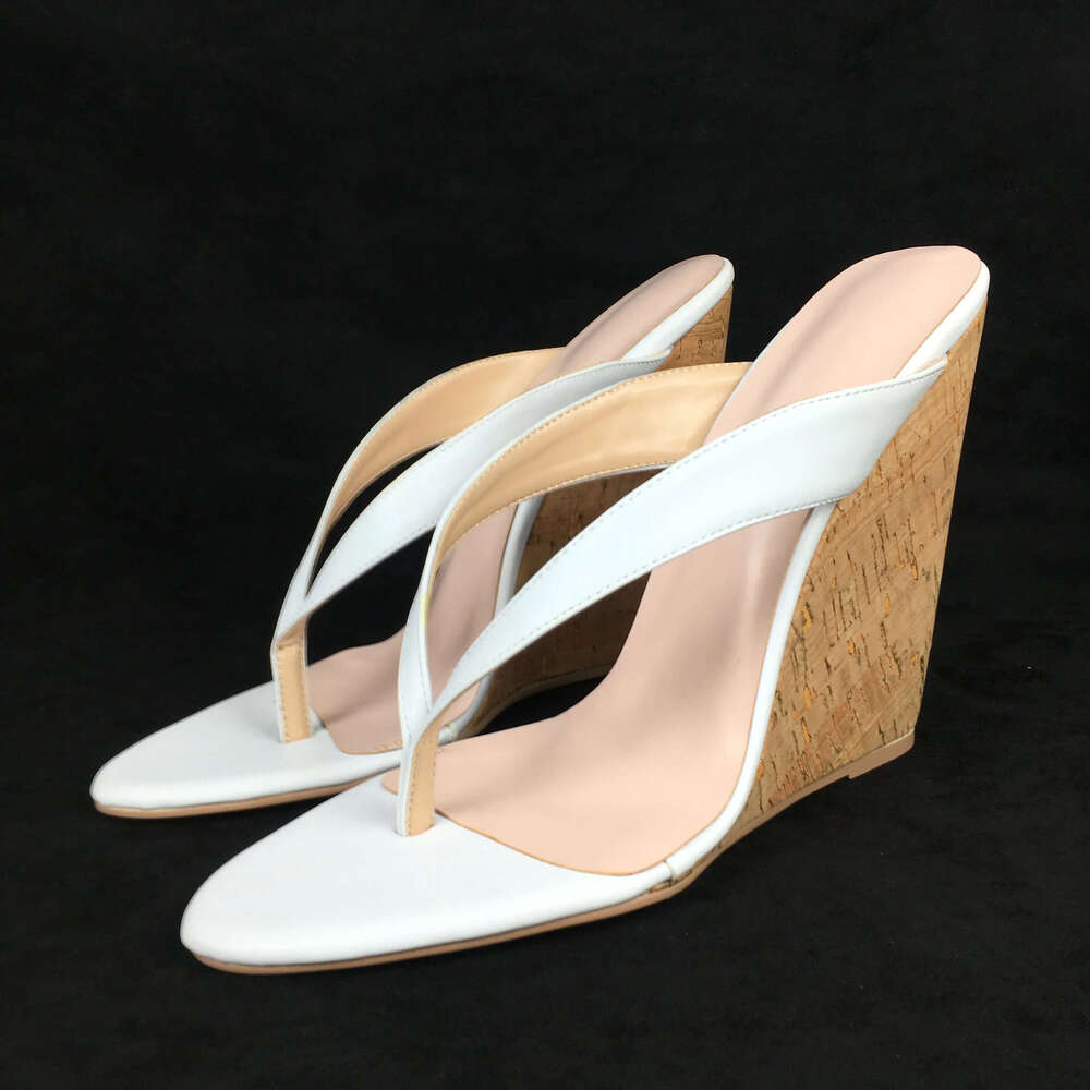 Summer Women's Wedges Sandals Customized Shoes Flip ps Slipper High Heels Comfort Mules Casual Footwear White Black Aimirlly