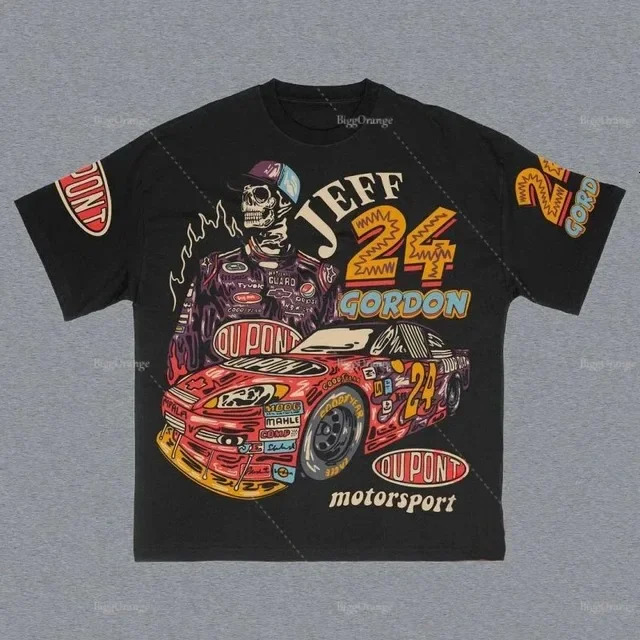 oversized t shirt American vintage anime Print gothic Harajuku All cotton shirts graphic y2k tops korean goth women clothes 240627