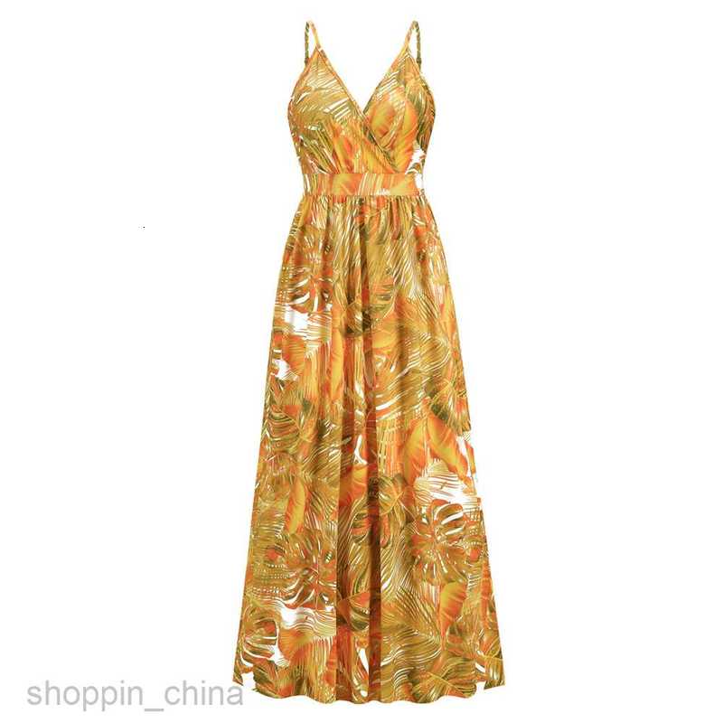 Basic Casual Dresses Women Women's new Bohemian print dress sexy V-neck sling dress