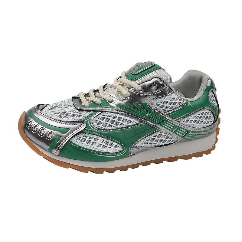 Laser sports shoes 2024 new spring/summer versatile leather casual breathable silver women's shoes