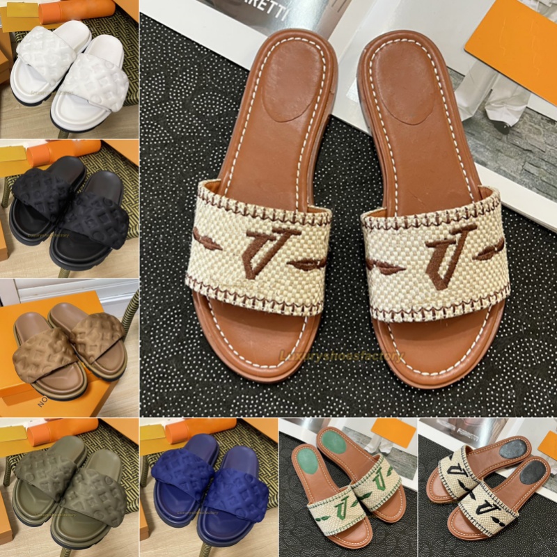 designer sandals for women slides pool pillow sandals slippers triple black white ladies beach sandal leather man slipper womens shoes