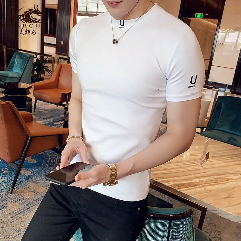 Black T Shirt for Men Plain Clothing Skinny Streetwear Muscles Gym Ordinary Man Tee Shirts Cool Loose Wholesale Aesthetic Xl Top 240627