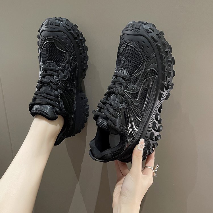 Spring New Height Increase Versatile Fashion Thick Sole Round Head Sports Shoes Mesh Breathable Dad Shoes Casual Shoes