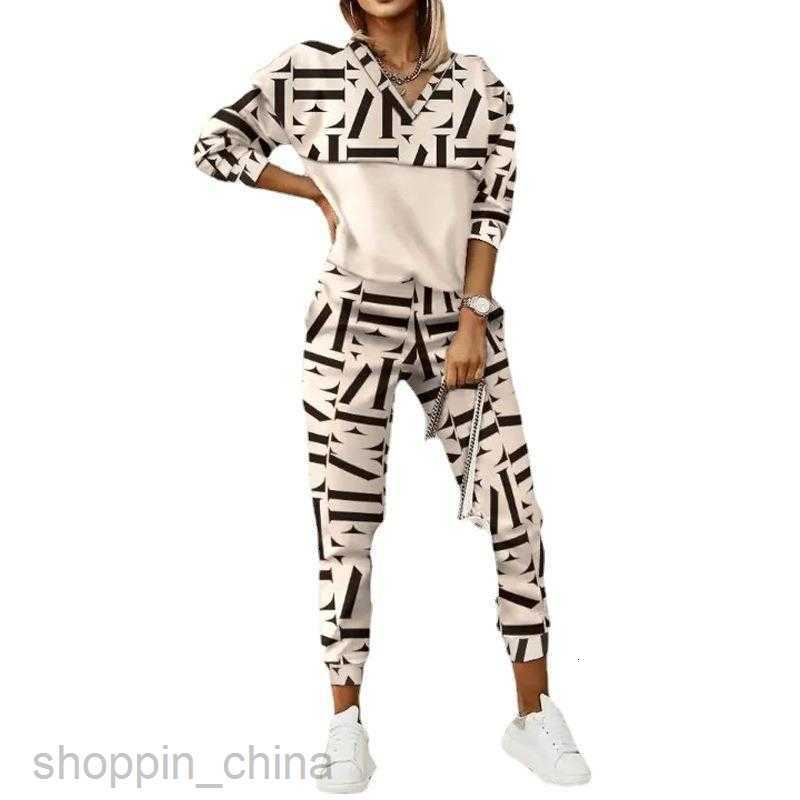 Women's Two Piece Sets Pants Trendy Women's Wear Style Commuting Print Long sleeved Street Slim Fit Fashion Casual Set