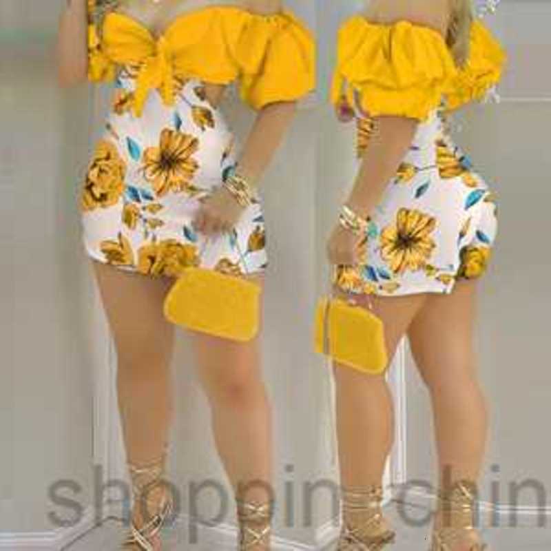 Basic Casual Dresses for Woman Women's Summer New One Shoulder Printed Slim Fit Bag Hip Short jumpsuit