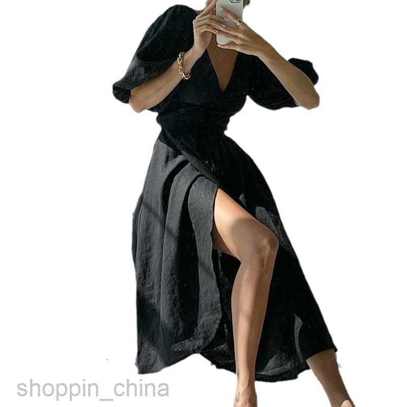 Basic Casual Dresses for Woman Summer New Women's Commuter Sexy Split Sleeve High Waist Fashion Dress