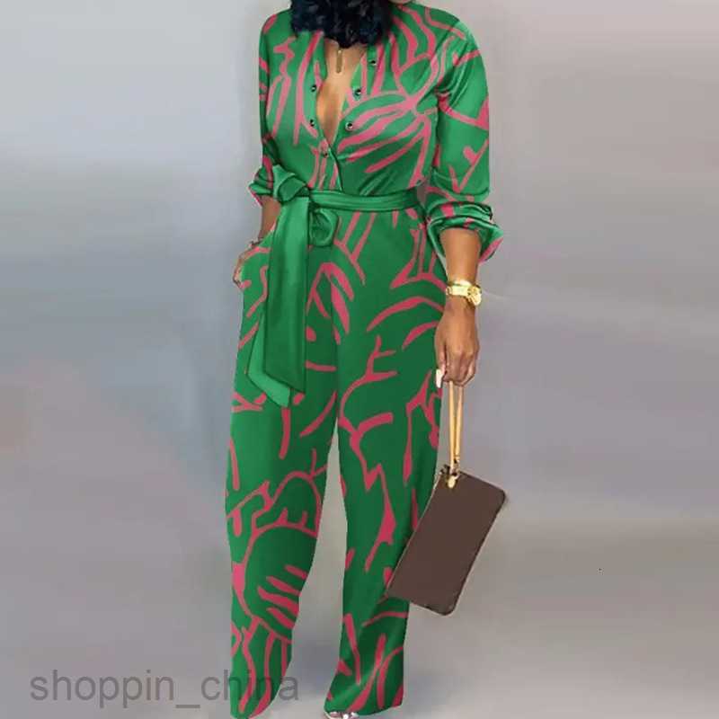 Women's Two Piece Sets Pants Summer new women's loose printed high waisted casual straight jumpsuit