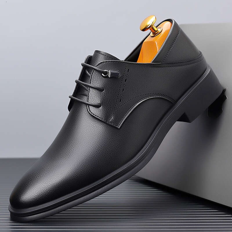 2024 Spring Autumn New Men's Dress British Business Fashion Black White Pointed Youth Leather Shoes For Men