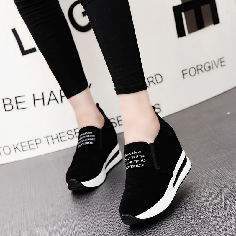 Arrival Wedge Increase Black Shoes Women Sneakers Leisure Platform Breathable atos De Mujer