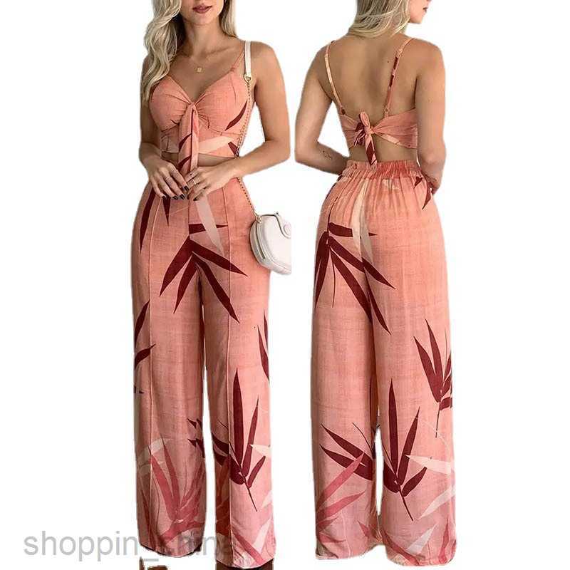 Women's Two Piece Sets Pants Summer Women's Personalized Temperament Straight pants Sexy Fashion Casual Set