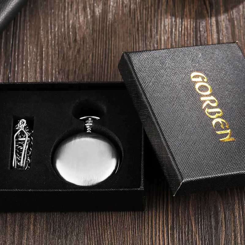 Vintage Silver Pocket Watch Mechanical Man Hand Wind Steampunk Necklace Fob Watch Chain Roman Numerals Lady Clock For Women Men 240626