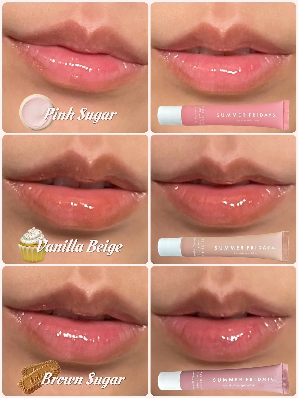 Summer Fridays Butter 15g Balm Liquid Lipstick Hydrating Smooth Soft Lip Gloss Sugar Vanilla Beige 2024
