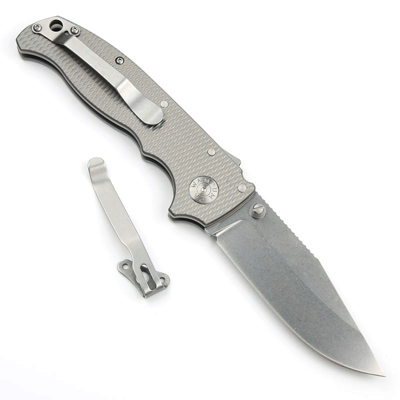 Promotion High End AD20 Folding Knife D2 Stone Wash Blade CNC TC4 Titanium Alloy Handle Ball Bearing Outdoor Camping Hiking EDC Pocket Knives With Retail Box