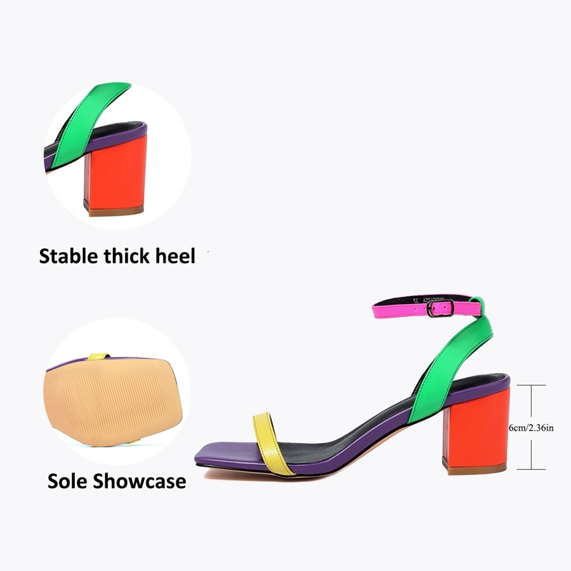 2024 Women's New Spring/Summer Colored Open Toe Metal Elastic Belt Buckle High Heel Large Size Sandals