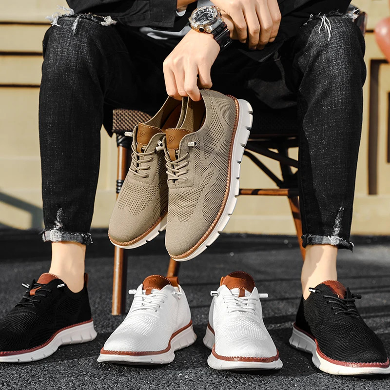 STRONGSHEN Handmade Men Wingtip Oxford Shoes Leather Casual Fashion Brogue Dress Shoes Business Formal Shoes Men Mesh Loafers 240701