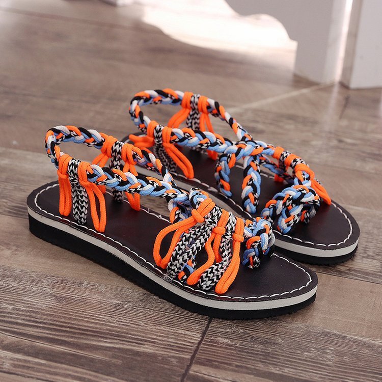 Rope Summer Colored Knot Beach Set Toe Large Women S Sandals Ddmysaturn
