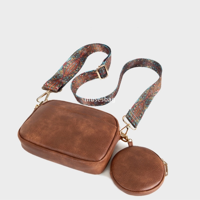 Western style women's high-end new retro style detachable shoulder strap with zero wallet casual PU lightweight and practical crossbody bag cross