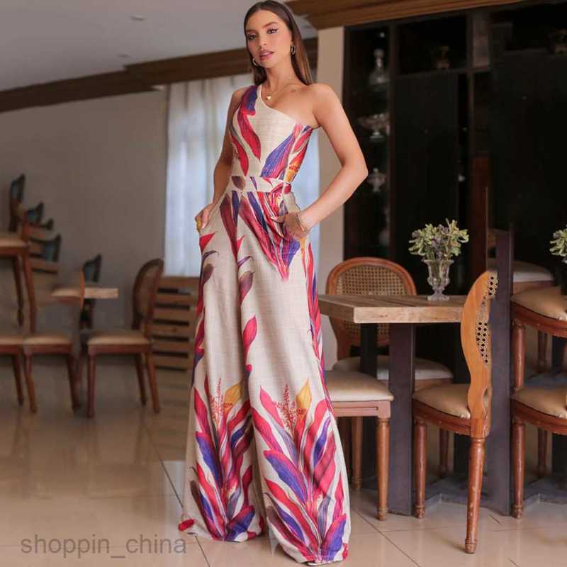 Basic Casual Dresses Women New Women's Fashion One Shoulder Printed Sleeveless Dress Sexy Slim Fit Long Dress Women's Spring