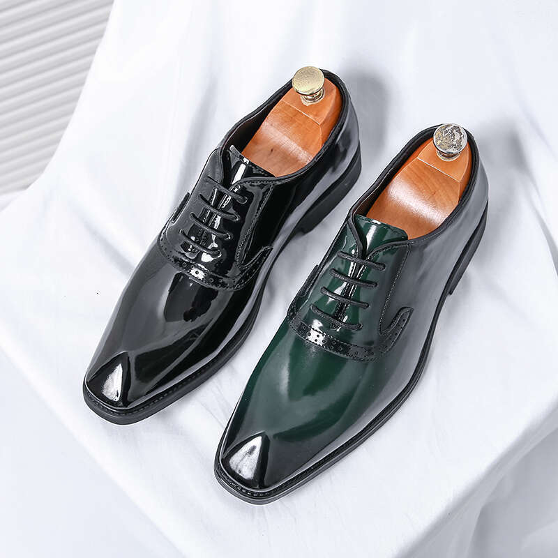 Mens Patent Men's Pointed Oxford Wedding Leather Dress Green Gentleman Office Man Shoes