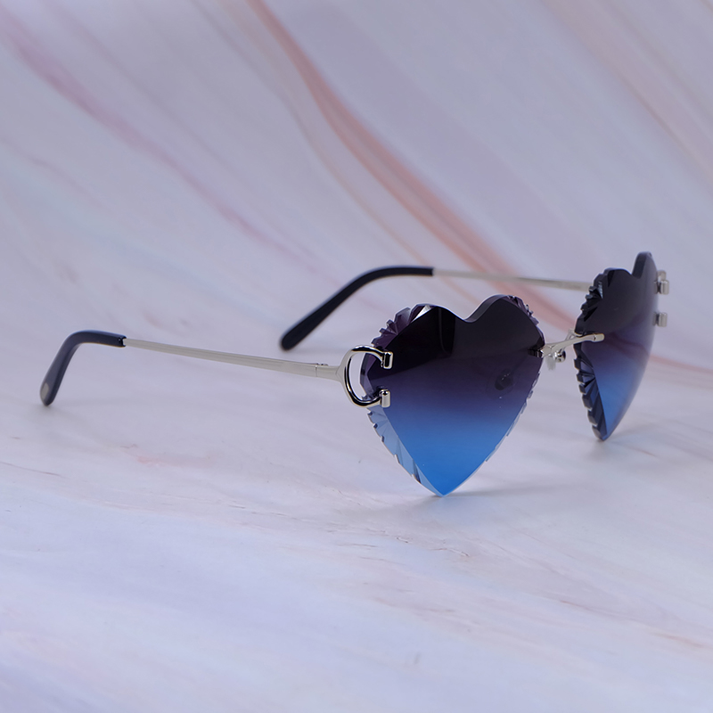 Heart Shape Sunglasses Dia Cut Wire C Designer Rimless Carter Vintage Sun Glasses Mens Decoration 828 Sier
