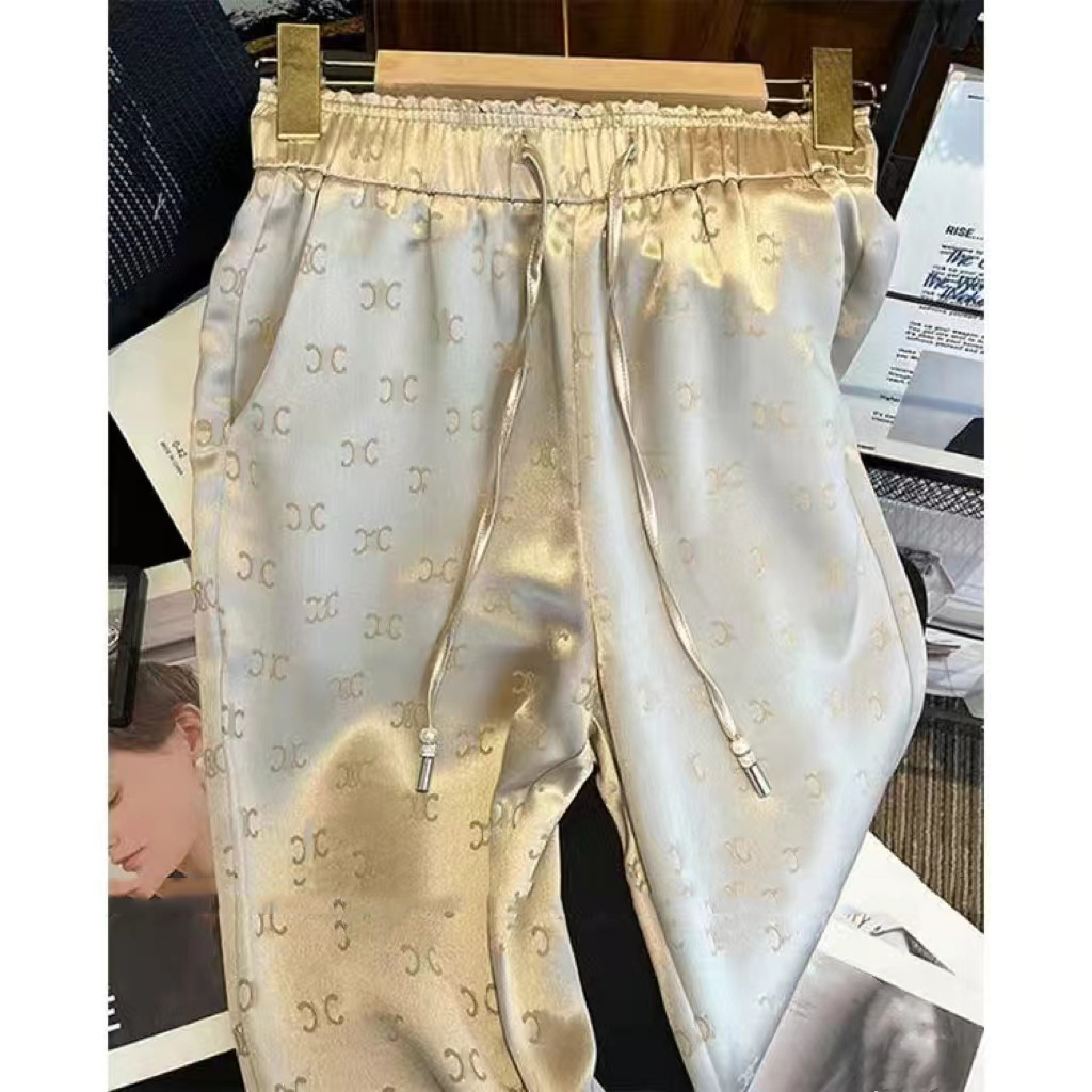 Womens Designer Pants Luxury Trousers High Elastic Pant Ladies Waist Trouser Print Clothing Satin Sweatpants -6 Women Wide Leg Pants DPG2407013