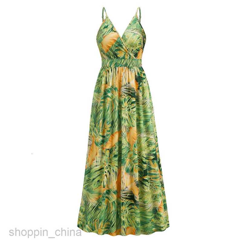 Basic Casual Dresses Women Women's new Bohemian print dress sexy V-neck sling dress