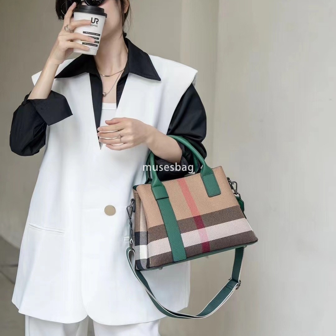 Street trend niche design new leather plaid fabric with contrasting color tote single shoulder portable commuting backpack 7bd7 4