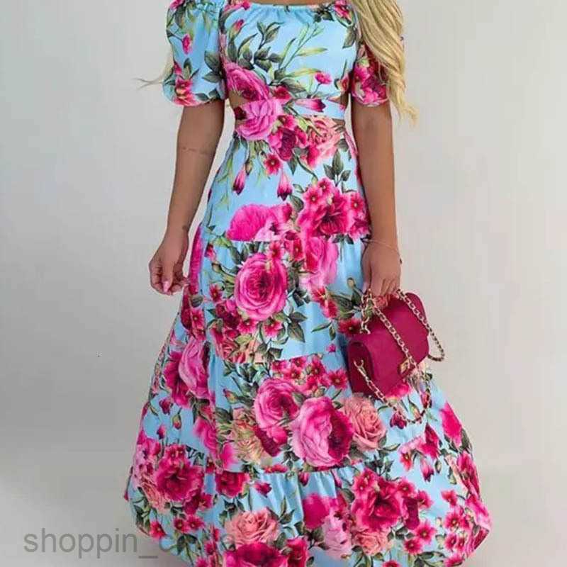 Basic Casual Dresses for Woman Women's New One Shoulder Printed Skirt Style Commuter High Waist Dress